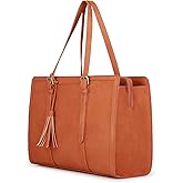 ECOSUSI Laptop Bag For Women 15.6 Inch Work Tote Bags PU Leather Computer Purse For Business Office With 3 Layer Compartments