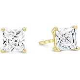 KEZEF Sterling Silver Stud Earrings for Women & Men - 4-Prong Setting Cubic Zirconia Earrings Studs - Premium CZ S925 Hypoallergenic - Available in 14K White and Yellow Gold, Rose Gold - 3mm to 9mm