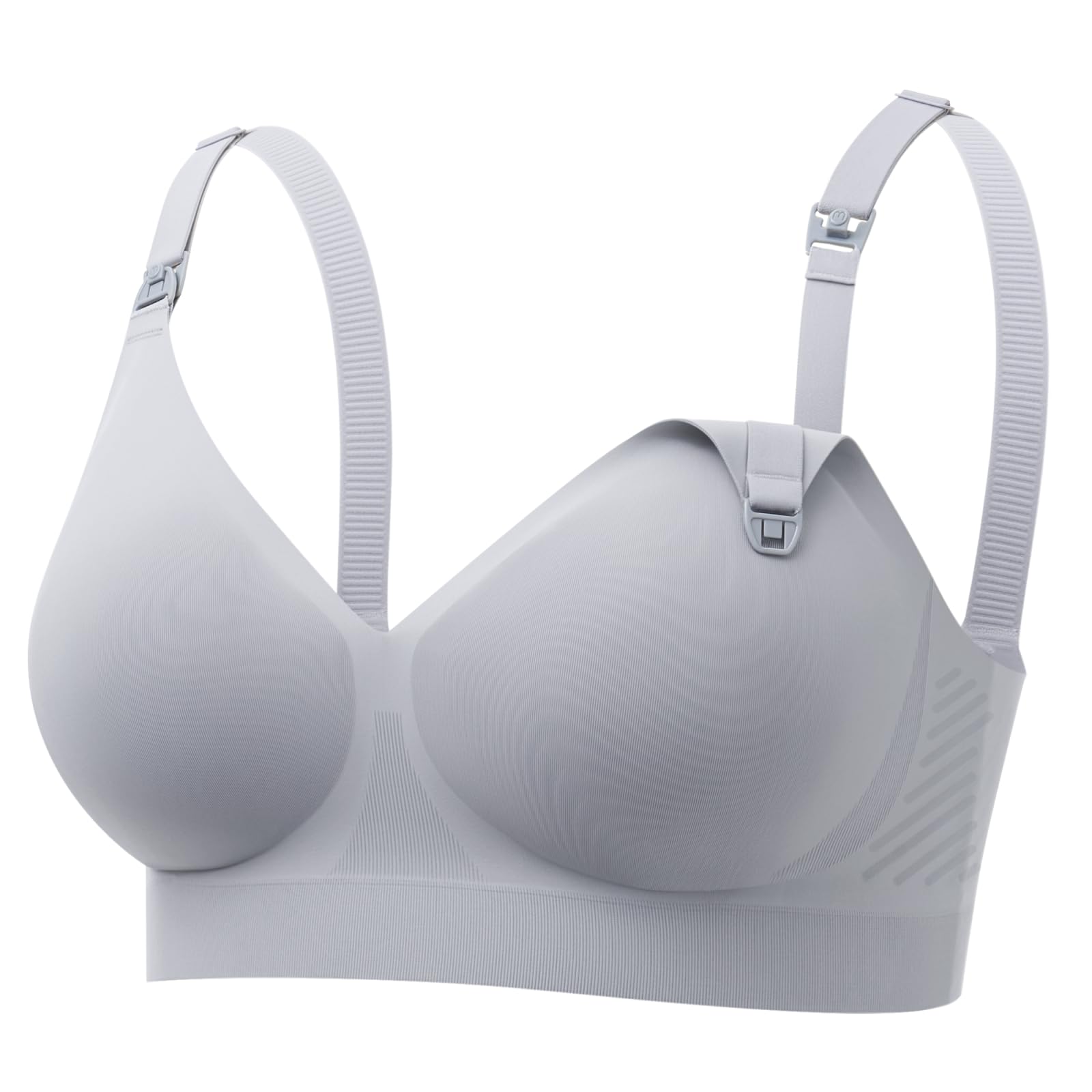 Photo 1 of Momcozy CoolFit Nursing Bras for Breastfeeding, Fixed Padding Ultra Stretch Seamless Jelly Strip Maternity Bra, Wireless Gray