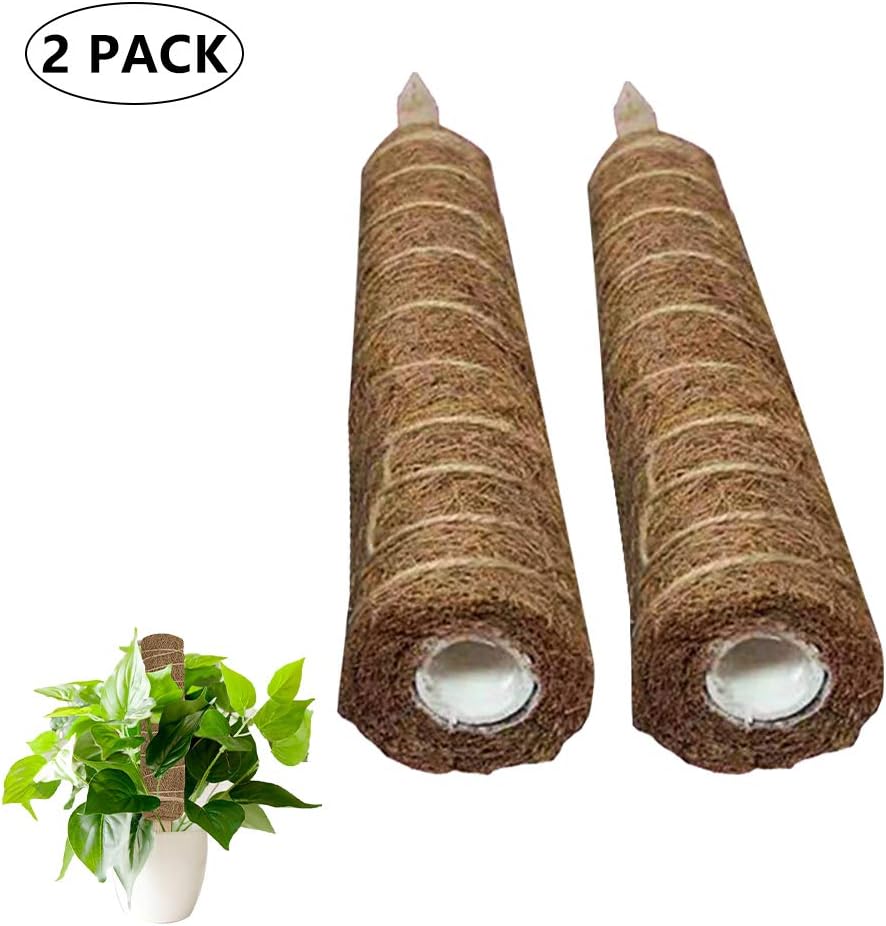 Gtpay 17.7 Inch Coir Totem Pole, Coir Moss Totem Pole Coir Moss Stick for Plant Support Extension, Climbing Indoor Plants, Creepers 2 Pack