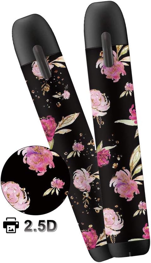 xJazxin 2 Pack Myblu Skin Decal for Pax blu 2.5D Technology Ultra Thin Flowers Blossom Protective Sticker for Myblu Wraps Cases (Black Flowers)