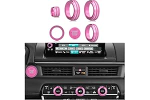 HDUFC Suitable for Honda Pilot 2023 2024 2025 Air Conditioning Control Volume Knob Adjustment Knob Cover, Start Button Cover/Ring, Car Interior Trim 6 Pieces/Set (Pink)
