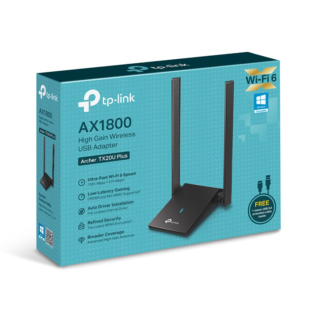 TP-Link Archer TX20U Plus WLAN Stick Für PC, WiFi 6 AX1800 Dual Band, USB 3.0, MU-MIMO, Antennen mit hoher Verstärkung, WPA3-Verschlüsselung, Kompatibel mit Windows 11/10, Schwarz 7