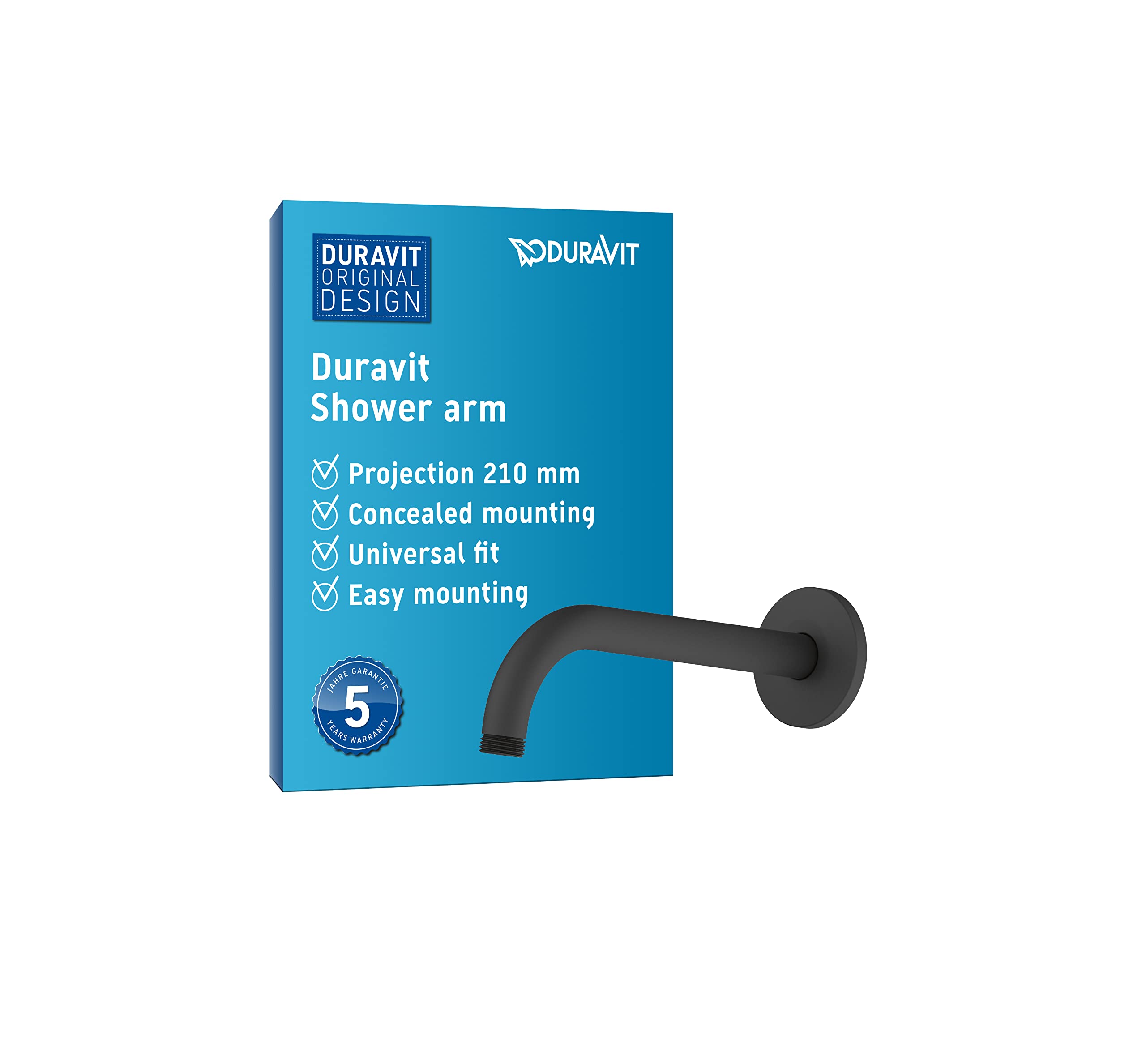 Duravit Universal Shower arm, Shower Faucet Wall mounting, Shower Head 210 mm, Round, Black Matt