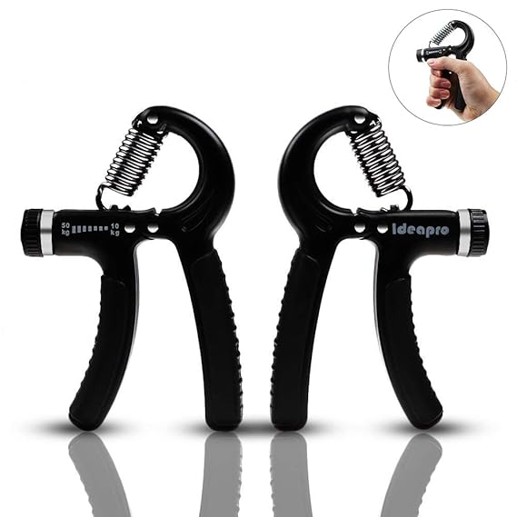 2er Handtrainer, Einstellbares Unterarm Trainingsgerät mit 10-50kg Griffkraft, 22-110lb Ideapro Hand Trainingsgerät für Klett