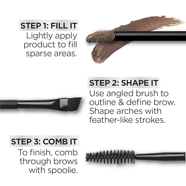 L’OREAL PARIS UNBELIEVA-BROW LONGWEAR WATERPROOF TINTED BROW GEL, SMUDGE-RESISTANT, TRANSFER- PROOF, QUICK DRYING, EASY AND QUICK APPLICATION WITH PRECISE BRUSH, BLACK, 0.15 FL. OZ.