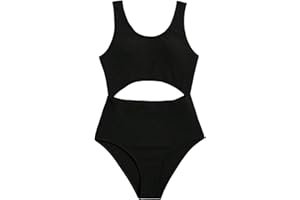 Milumia Girl's One Piece Cut Out Rib Knit Swimsuit Textured Bikini Swimsuit