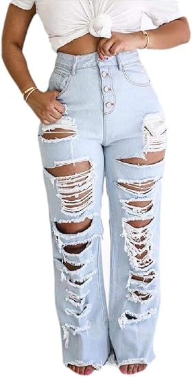 straight ripped jeans