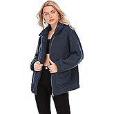 YYW Jackets for Women,Casual Fleece Fuzzy Faux Shearling Warm Winter Oversized Outwear Jackets Shaggy Coat