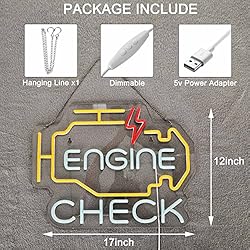 Check Engine Light Neon Sign, LED Neon Light for