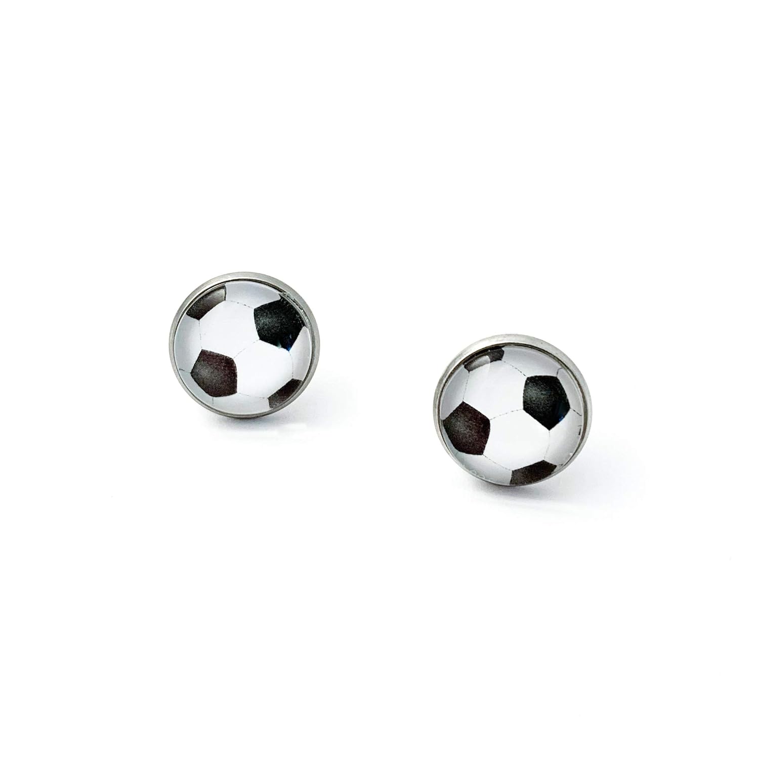 Stainless Steel Soccer Stud Earrings Handmade