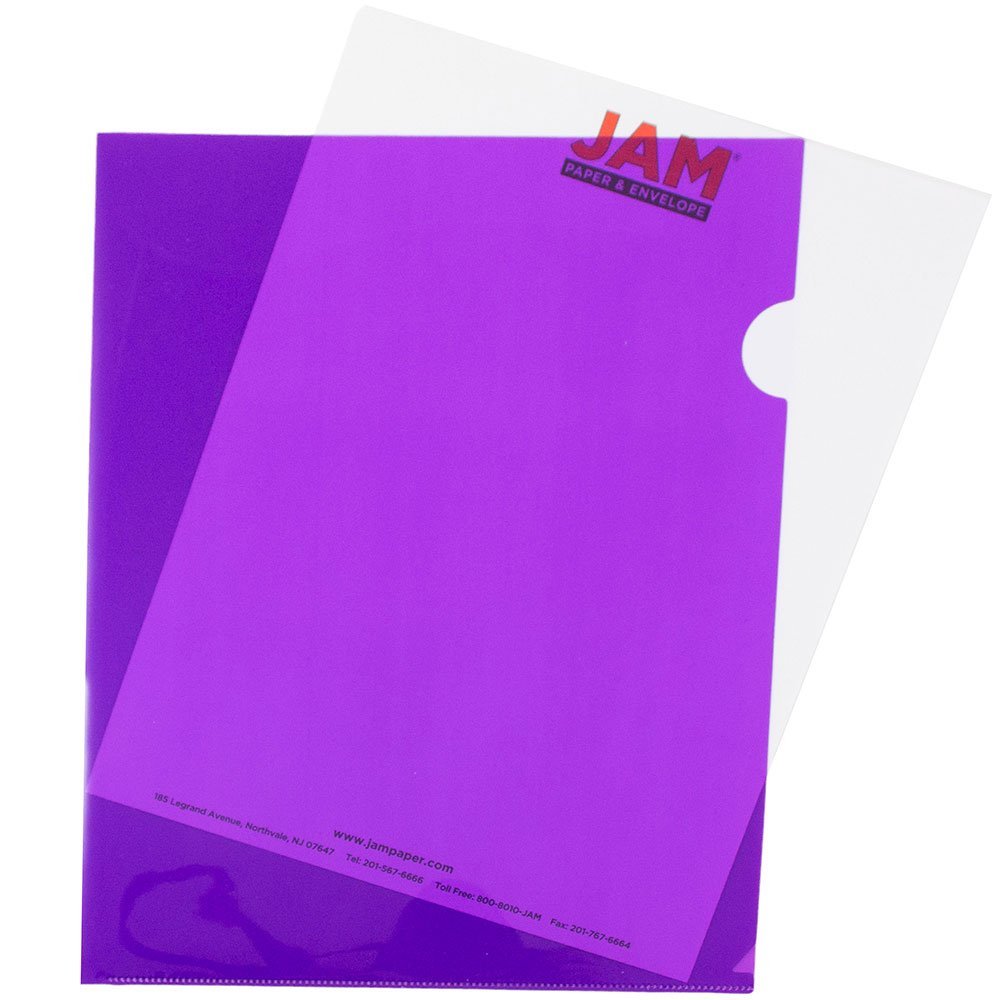 JAM Paper Plastic Sleeves - (9 x 11 1/2) - Purple - 12 per Pack