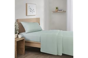 Comfort Spaces Cotton Flannel Breathable Warm Deep Pocket Sheets With Pillow Case Bedding, Twin, Solid Aqua, 3 Piece