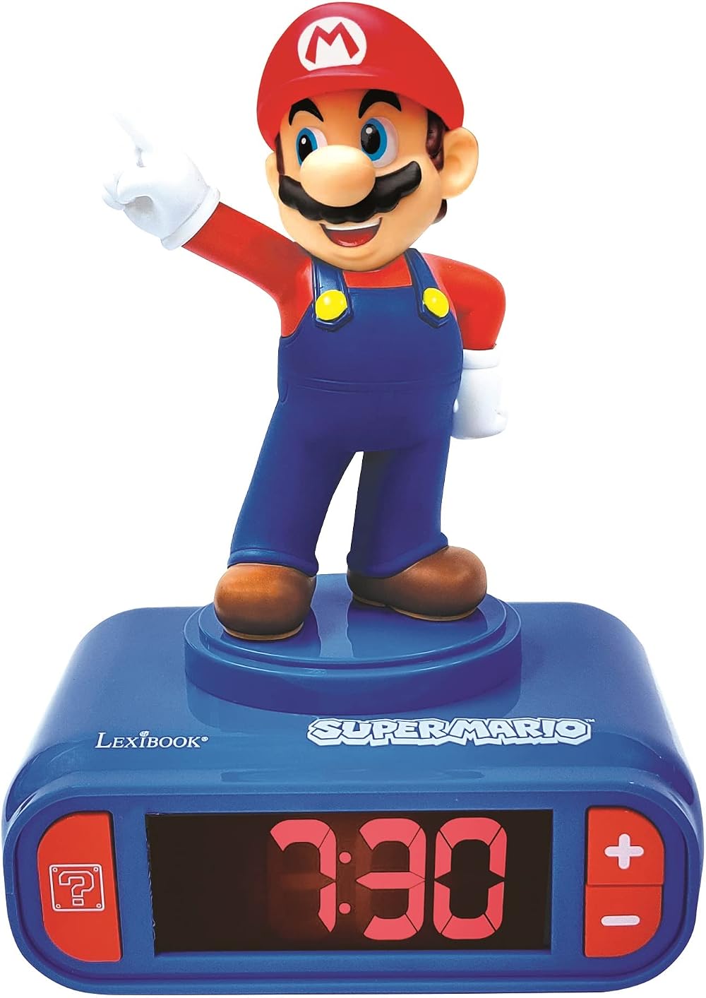 LEXIBOOK Super Mario Nightlight Alarm Clock LCD Backlit Snooze Blue RL800NI