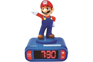 Lexibook Nintendo Super Mario Alarm Clock, from 3 Years, with LCD Digital Display, Child Remover, Blue/Red RL800NI