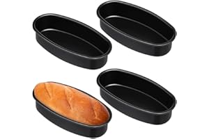 Cenroelon 4 Packs Oval Cheesecake Pan 9x4.5x2 Inches Nonstick Baking Loaf Pan Meat Bakeware Large Cake Mold for Baking Cake