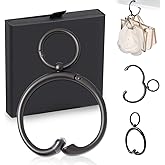 BULFULL Purse Hook for Table 2-in-1 Anti Slip Purse Hook, Table Purse Hook with Gift Box, Heavy Duty Bag Hook Available for Women and Men Gifts (Black)