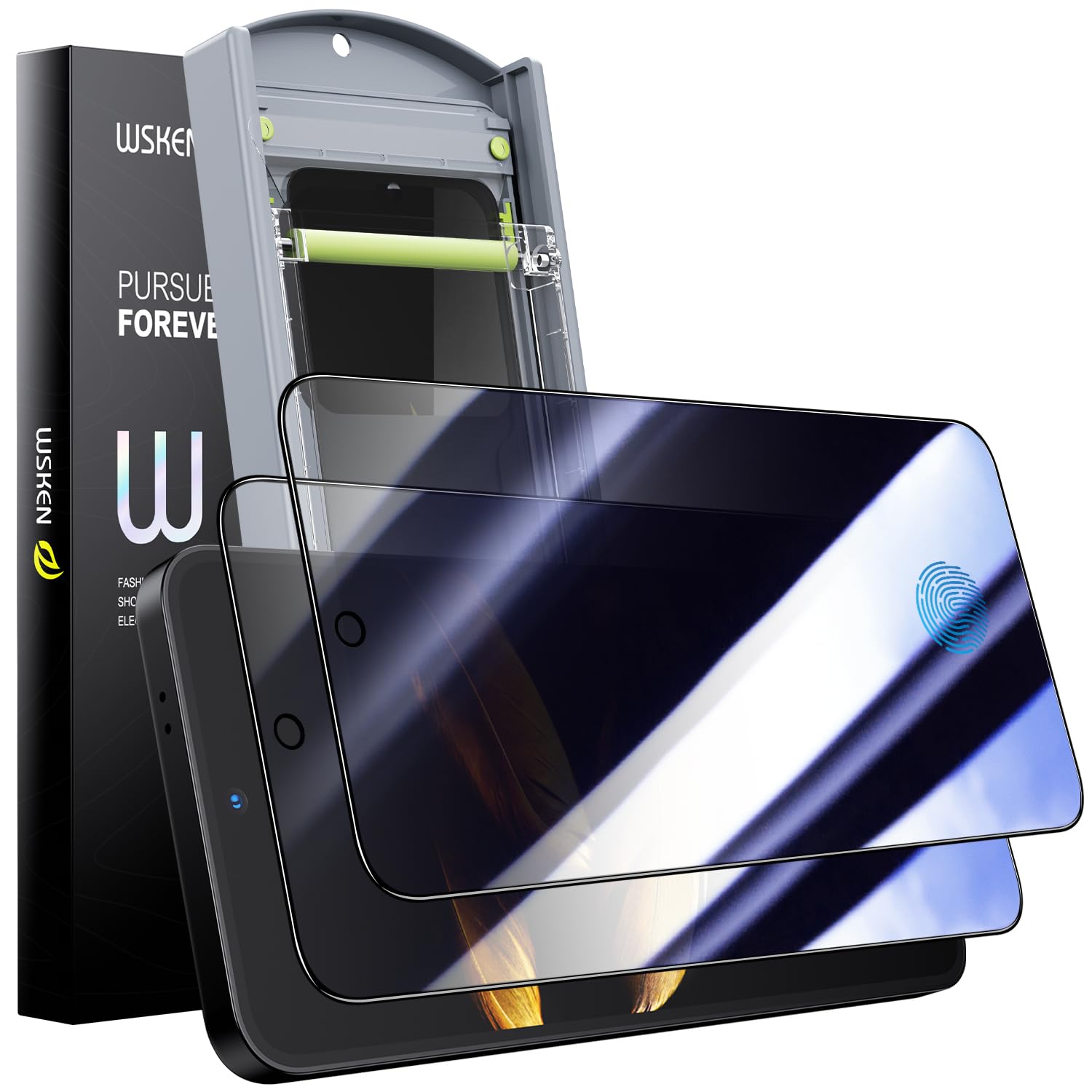 Photo 1 of WSKEN for Samsung Galaxy S24 Privacy Screen Protector Tempered Glass [24° Anti-Spy] [Zero Bubble] [Auto Dust-Remove] [Support Fingerprint Unlock] Anti Glare Full Coverage HD 9H 6.2 inch-2 Pack