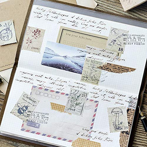 138 Pcs/3 Sets Post Stamp Stickers Retro Cute Plants/Animals Decorative Sticker Square Adhesive Sticker Envelope/Bag Seal by EORTA for Diary Planner Bottles Scrapbook DIY Craft Gift, Forest Theme - Thumbnail 7