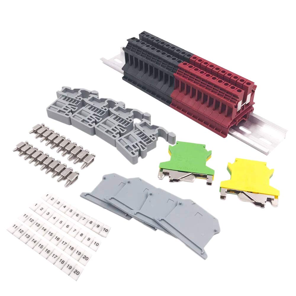 DIN Rail Terminal Blocks Kit Terminal+Ground Blocks+Aluminum Rail+End Brackets+End Covers+ Kits