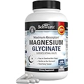BioSchwartz Magnesium Glycinate 500mg Capsules (240 Mini Caps) Maximum Absorption Magnesium Supplement for Healthy Nerves Muscles Heart Mood and Sleep Support (Vegan, Gluten-Free, Non-GMO)