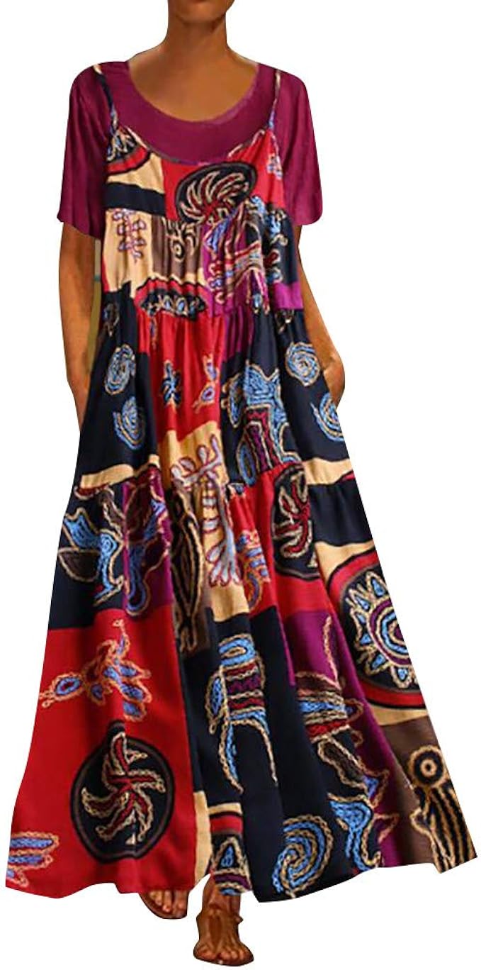 patchwork maxi dress