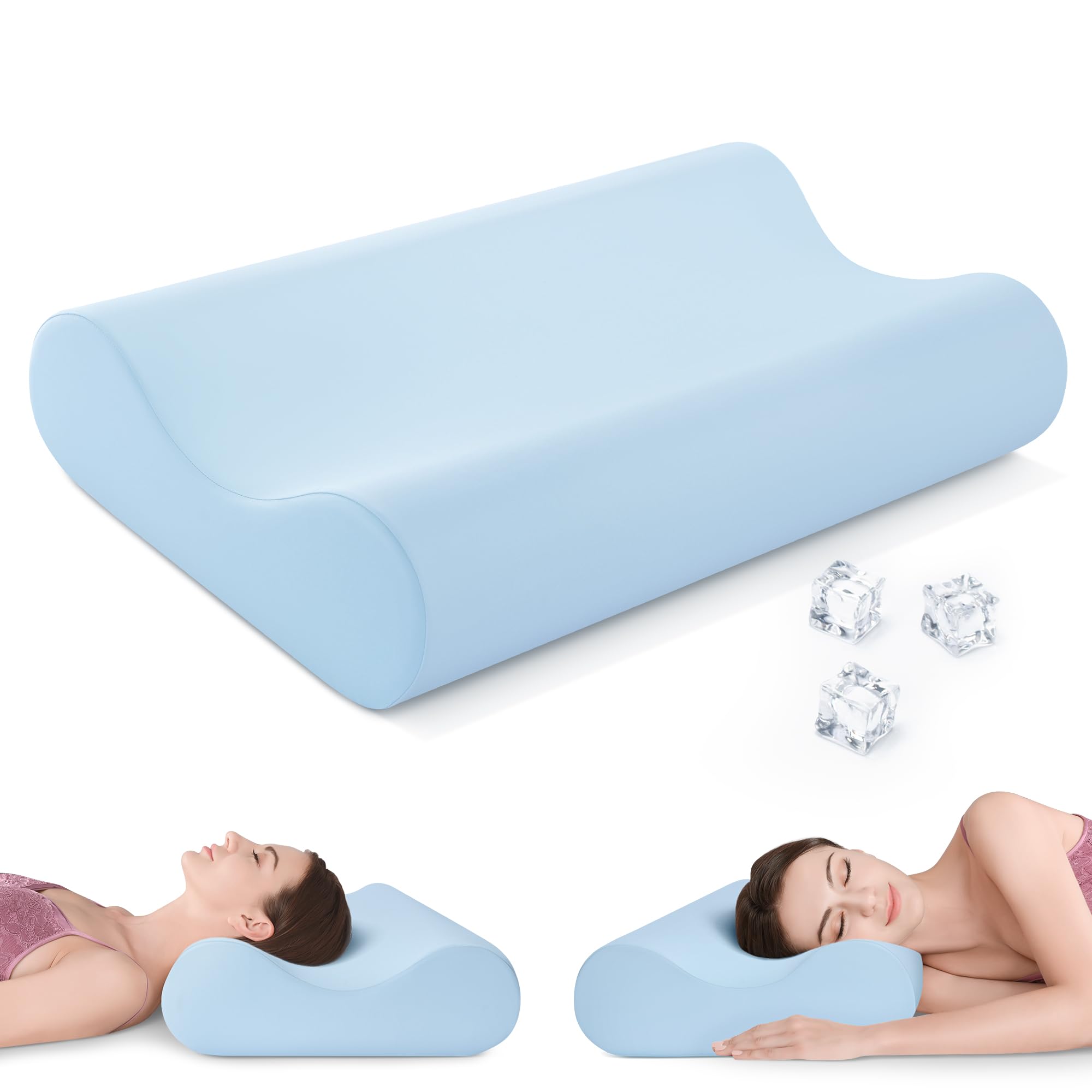 Photo 1 of AM AEROMAX Queen Size Firm Contour Memory Foam Pillow, Cervical Pillow for Neck Pain Relief, Neck Orthopedic Sleeping Pillows for Side, Back and Stomach Sleepers.
