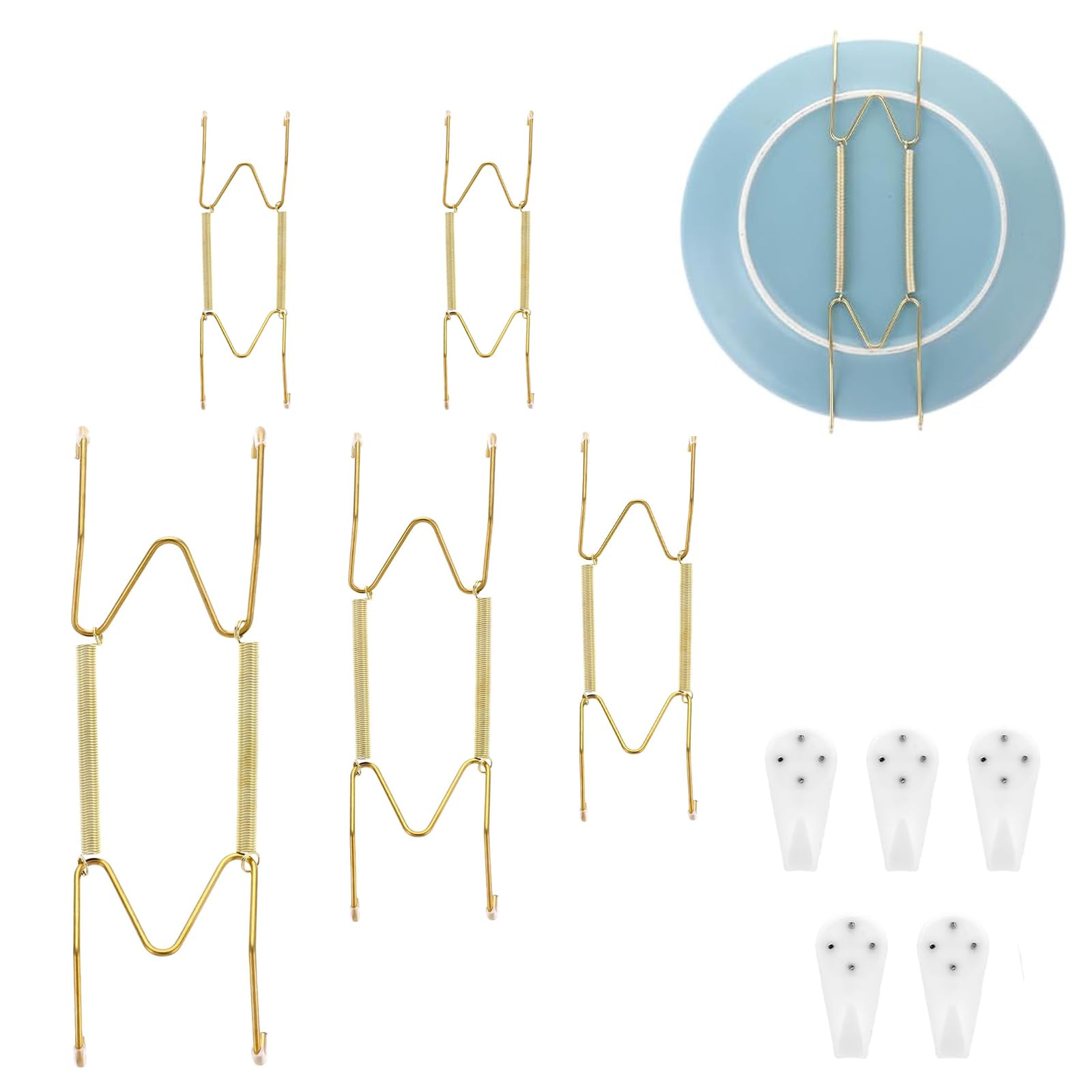 ZQuintuplian 5 Pcs Plate Hangers for Walls, Wall Plate Hangers, for Plate Collectors and Storage Enthusiasts, Exquisite and Multifunctional Wall Mounted Plate Racks for Kitchen