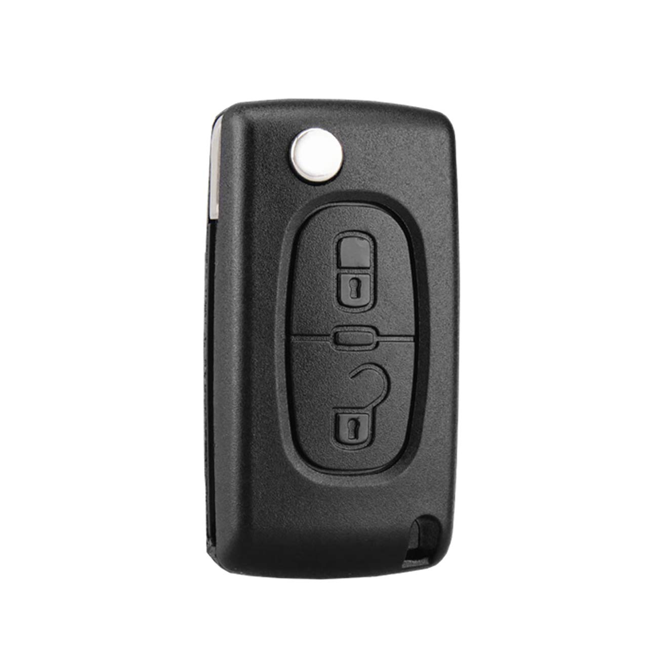 Heart Horse 2 Button Flip Key Shell Fob Compatible with Peugeot 107 207 307 307S 308 407 607 2BT Citr-oen C2 C3 C4 C5 C6 C8 Xsara CE0523 Car Remote Key Cases (with Groove without Battery Holder)