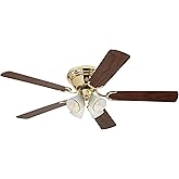 Westinghouse 7232400 CONTEMPRA IV Indoor Ceiling Fan with Light, 52 Inch, BRASS
