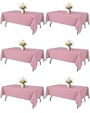 Niuara Pink Fabric Rectangle Table Cloth - 6