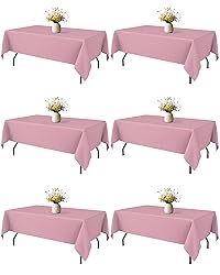 Niuara Pink Fabric Rectangle Table Cloth - 6