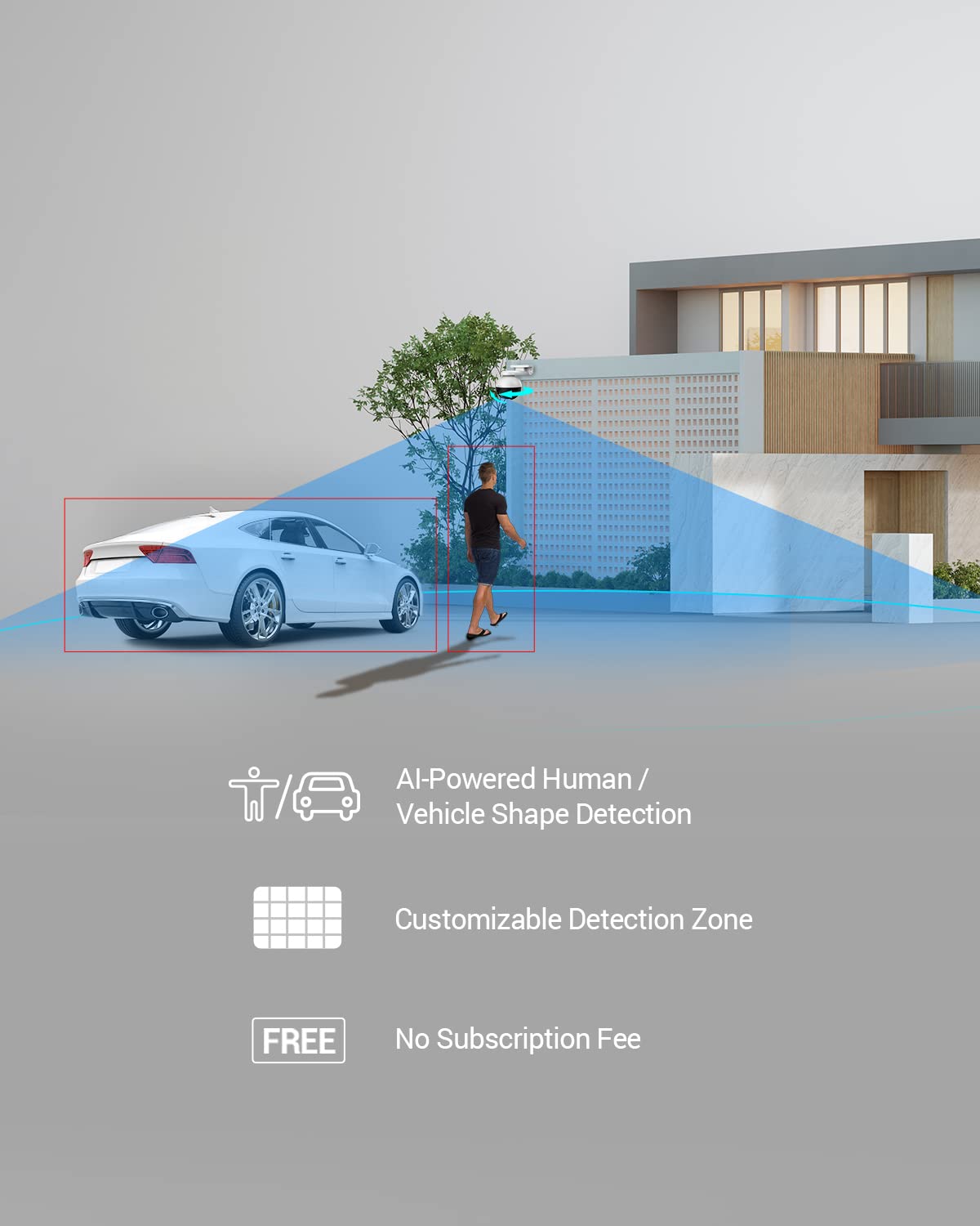 EZVIZ Outdoor Auto-Tracking Camera, 3K, 12 Pre-Set dots Tracking,360° Visual Coverage, Waterproof, Color Night Vision, AI-Powered Person and Vehicle Detection,Two-Way Talk| C8W Pro 3K (4mm)