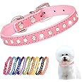 Pink Rhinestone Dog Collars for Medium Dogs, Pretty Bling Diamond Puppy Collar Crystal Sparkly Glitter Jewel Girls Cat Collars for XXS Xs Small Medium Pet Female Dogs, M
