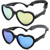 NULOOQ Flexible Heart Polarized Baby Sunglasses for Infant Age 0-24 Months | Bendable TPEE Non-Toxic, BPA-Free Frame, Adjustable Strap, UV400 Protection, Outdoor Summer Beach Essentials for Toddler
