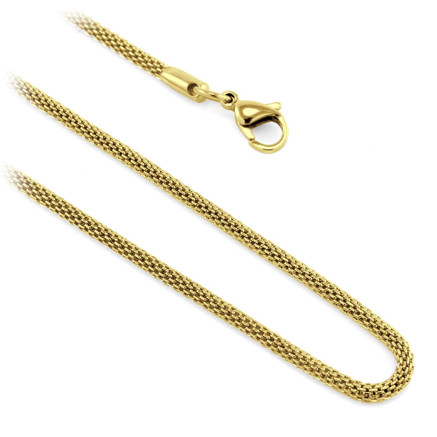 555Jewelry 3.3mm Stainless Steel Mesh Necklace for Women & Men, Available in 16”-22”, Metal, No Gemstone