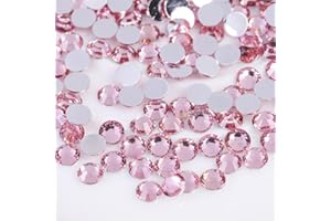 KDKYY 3000 Pieces SS6 2mm Flatback Rhinestones Clear Glass Round Gems Crystals for Nail Art DIY Crafts Clothes Shoes Bags （Light Pink）