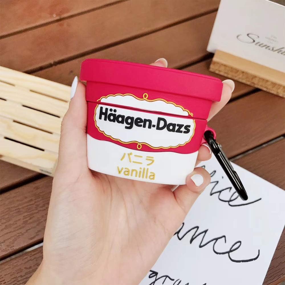 TXGOT Case Compatible with AirPods Pro Case 2019,Cute 3D Funny Cartoon Character Shock & Scratch-Resistant Silicone Airpod Pro Cover for AirPods Pro Charging Case (Häagen-Dazs)