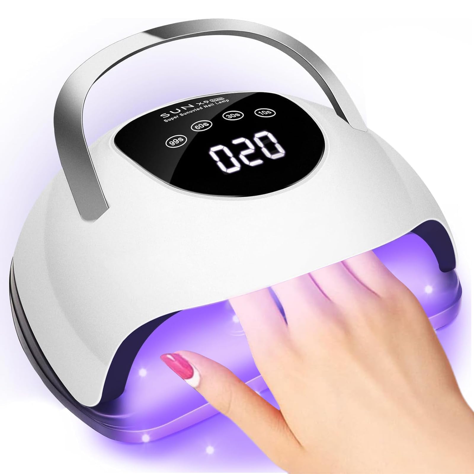 OHVBAEON UV Nail Lamp,220W UV Lamps for Gel Nail 57 Beads Nail Dryer with Touch Screen Automatic Sensor and 4 Timers Portable Handle Nail Art Light Tool Professional Nail Dryer for Home and Salon Use