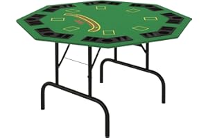 Soozier Poker Table Foldable 47" Octagon Casino Table Blackjack Texas Holdem Poker Table for 8 Players with Chips Tray and Cup Holders, Green