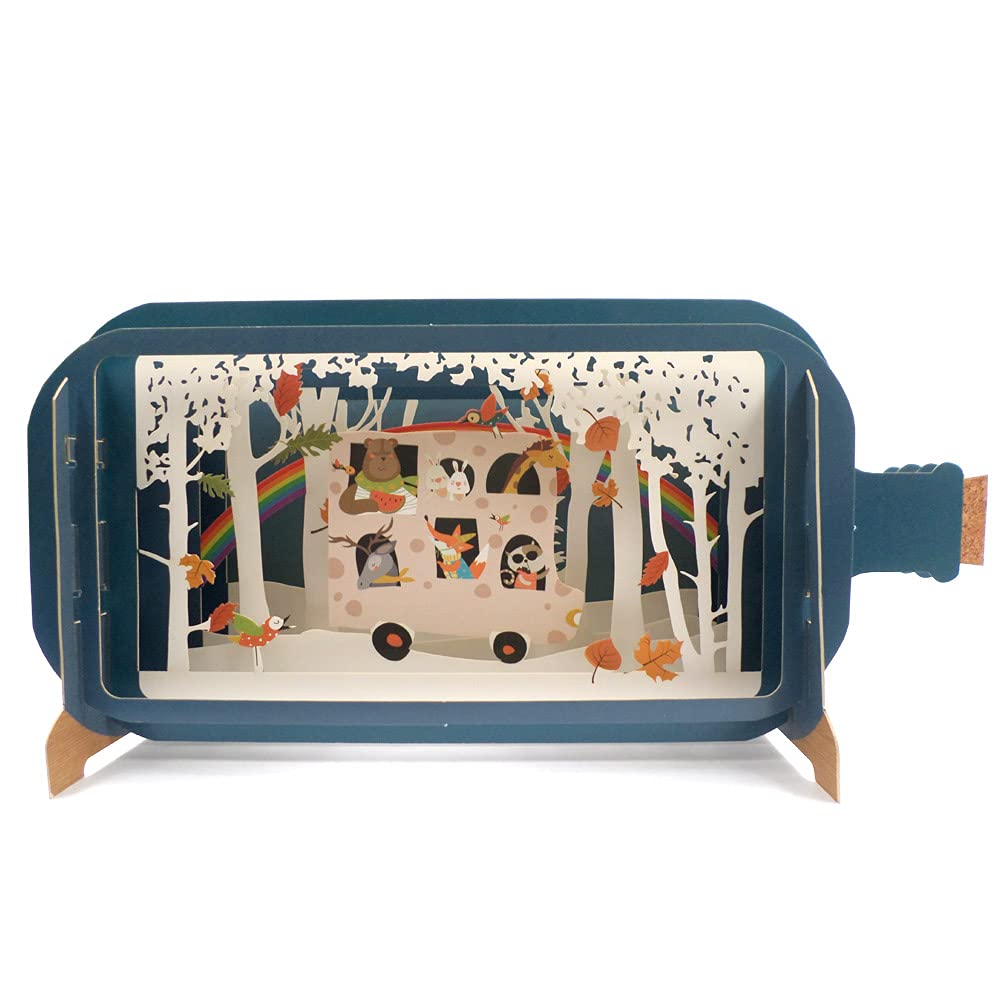 Message In A Bottle Animal Bus Pop Up Birthday Greeting Card By Alljoy Cards MIB067