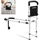 KingPavonini Bed Rails for Elderly Adults Safety, 400LB Support, Model GS04 | ASTM-Approved, Bed Cane for Post Surgery, Anti-Tip Adjustable Feet &amp; 30&deg; Ergonomic Handle, Height/Width Adjustable, Tool-Free