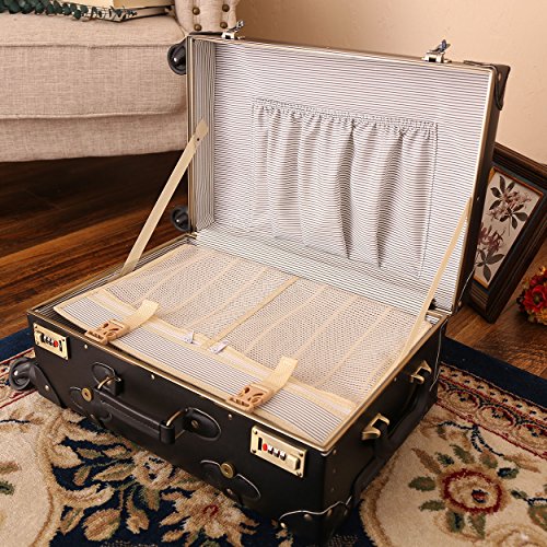 urecity Womens Luxury Vintage Trunk Luggage Set 2 Piece Cute Retro Pink Hardside Suitcase