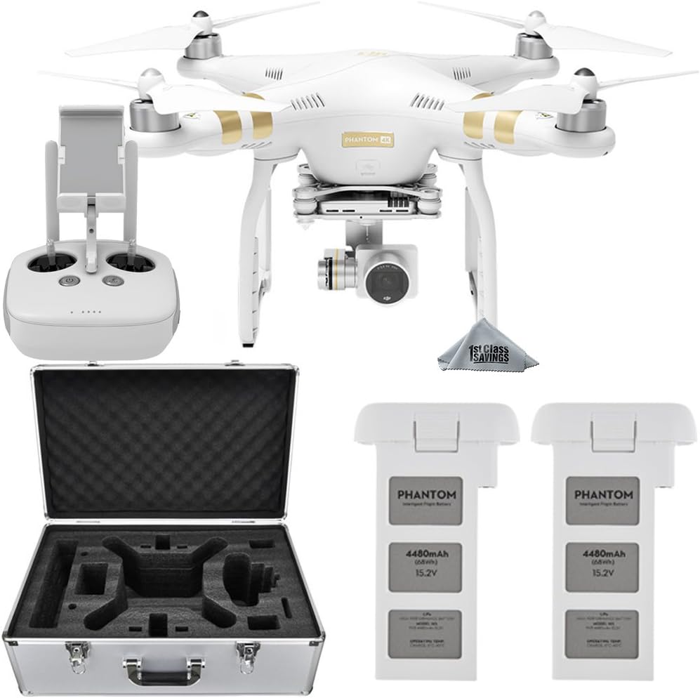 DJI Phantom 3 4K Quadcopter Aircraft with 3-Axis Gimbal and 4k Camera, Bundle with Spare Battery and Aluminum Case