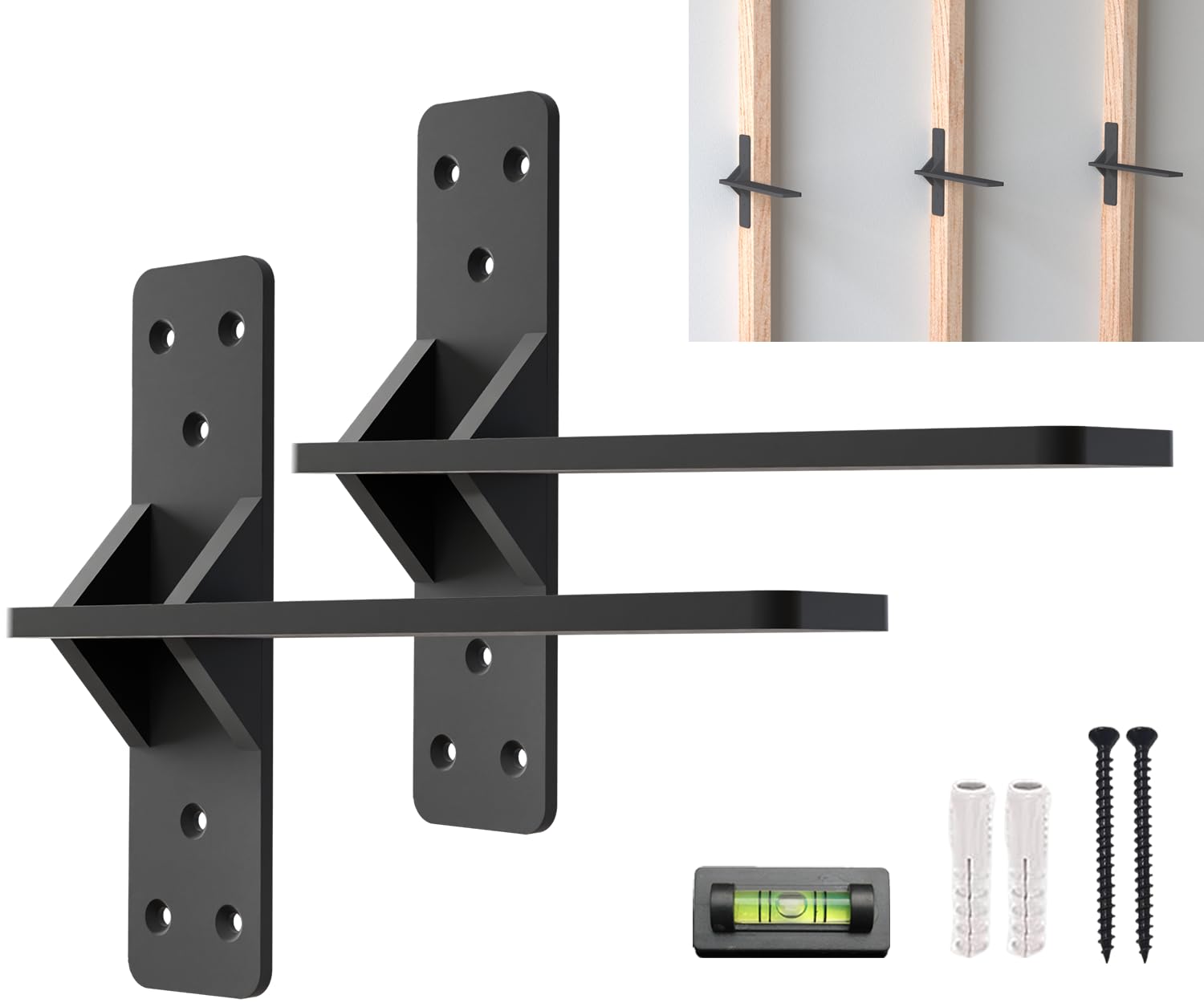 Photo 1 of 14 inch Floating Countertop Support Brackets by Balin Designs, Free hanging Floating Shelf Brackets Heavy Duty, Invisible Wall Shower Bench T Support for Vanities, Granite Countertops, (2 pack)