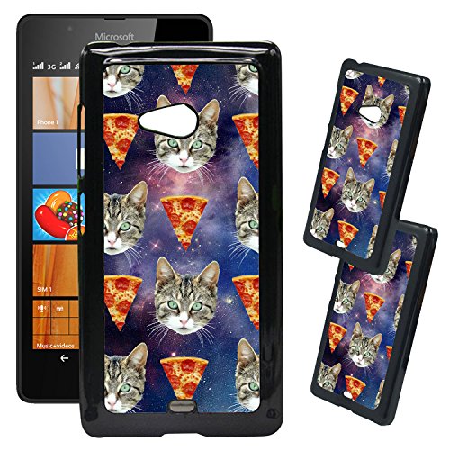 [TeleSkins] - Microsoft Lumia 540 Designer Plastic Case - Galaxy Hipster Cat Pizza - Ultra Durable HARD PLASTIC Protective Snap On Back Case / Cover for Microsoft Lumia 540.