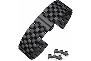 HEYOZURY Stainless Steel Watch Band Metal 22mm 16mm 18mm 19mm 20mm 21mm 24mm Metal Strap for Women Men Premium Polished Brushed with Straight & Curved End Replacement Bands