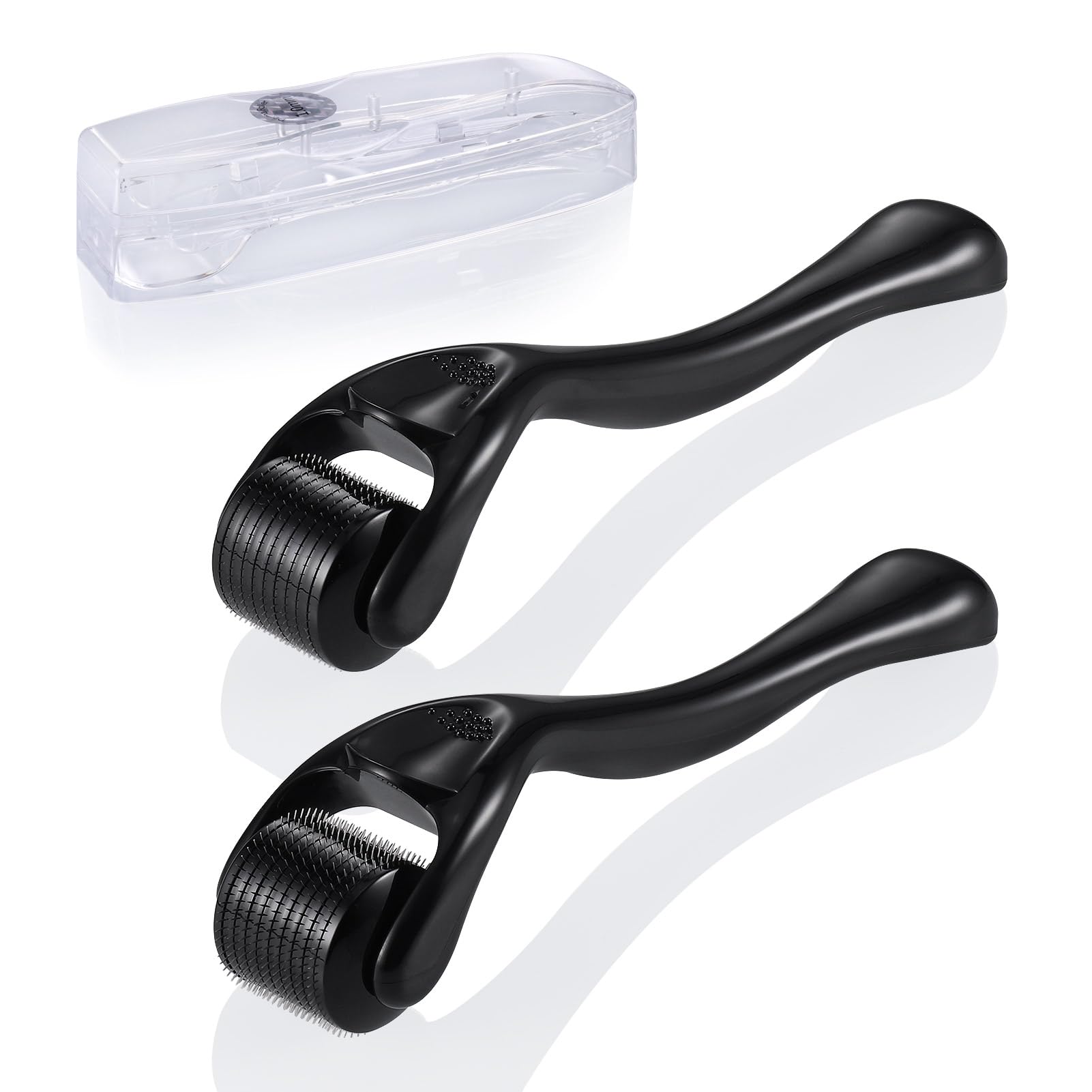 ZephyrCraft Beard Growth Roller, 2 Pack Derma Roller Hair Growth Men 0.5mm & 1mm, 540 Titanium Microneedle for Men and Women Stimulate Facial Hair & Beard Growth Derma Roller Kit with Case