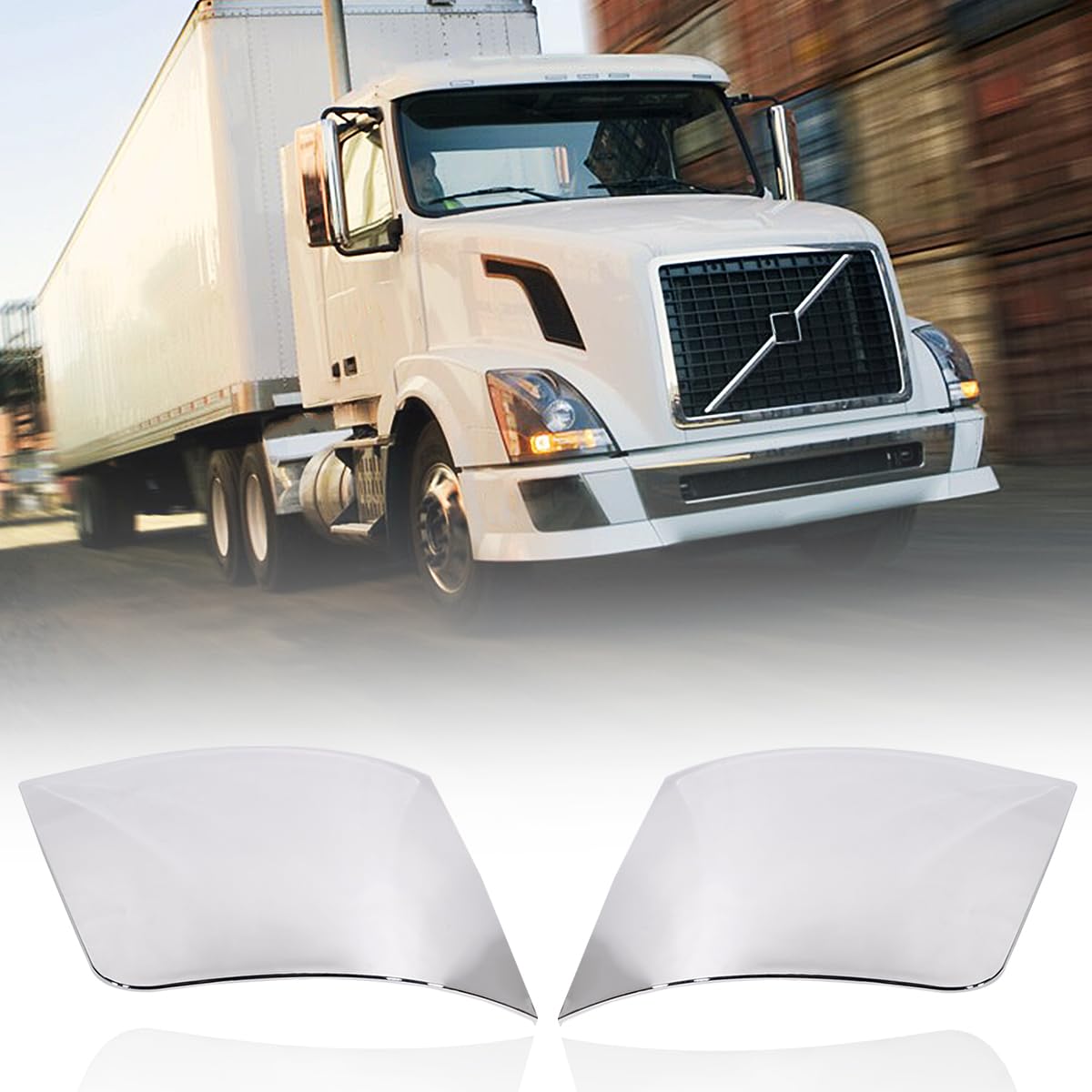 Photo 1 of Bumper Chrome Trim Compatible With Volvo VNL 1997-2014 Driver & Passenger Side Side Bumper Extension Corners Chrome Trim 1 Pair