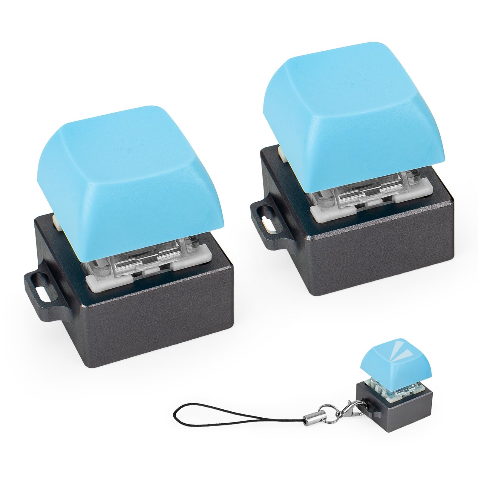 Byhoo 2 PCS Keyboard Fidget Toy, Aluminum Alloy Mechanical Fidget Keyboard with Keychain, Lightweight Keyboard Fidget Clicker for Decompression, Stress Relief Gifts for Adults to Pass The Time